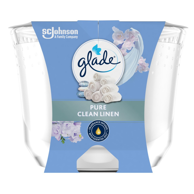 Glade svíčka vonná Maxi Clean Linen, 204 g