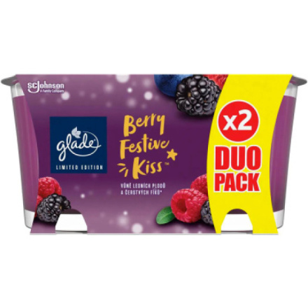 GLADE Berry Festive Kiss DUO vonná svíčka 2x112 g