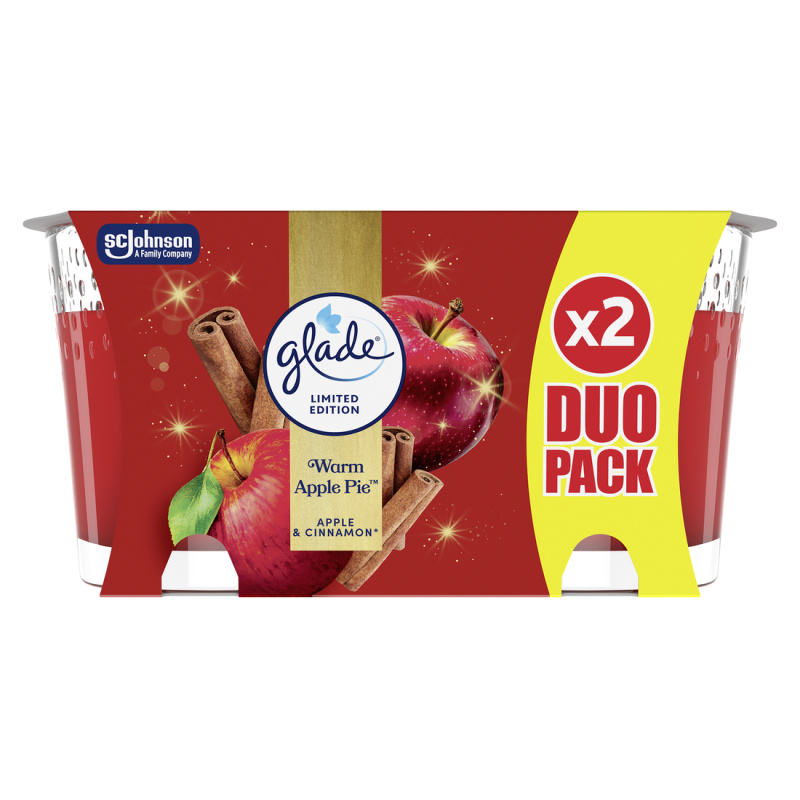 GLADE Warm Apple Pie vonná svíčka 2x112 g