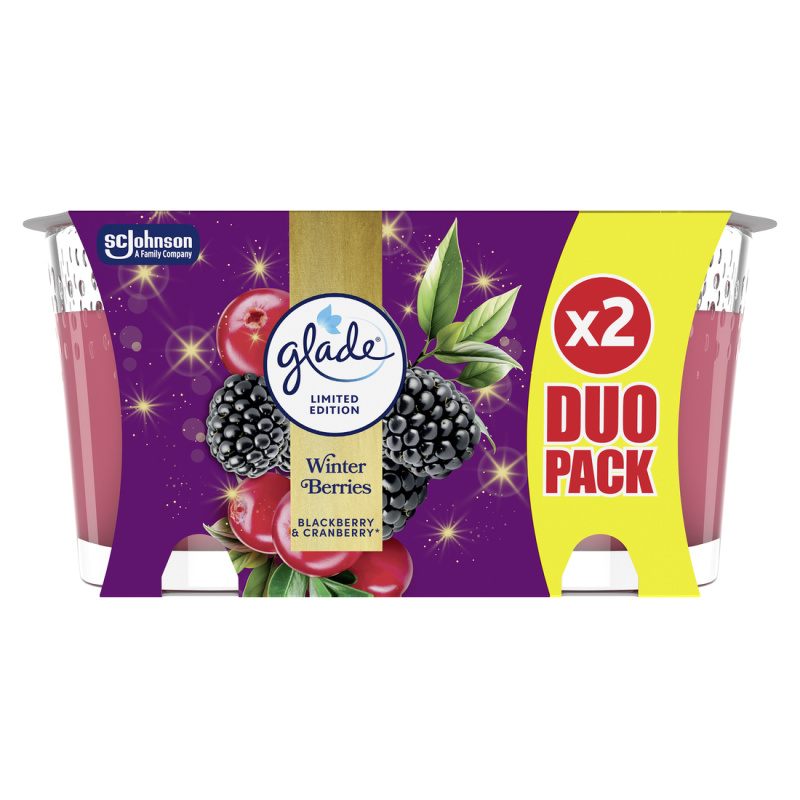 GLADE Winter Berries vonná svíčka DUO BALENÍ 2x112 g