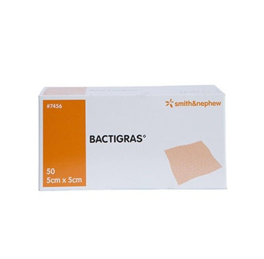 Bactigras Krytí s Chlorhexid.acetate 5cm x 5cm/50 ks