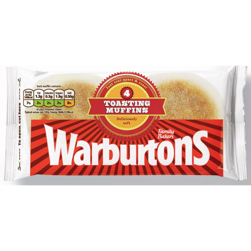 Warburtons Toustové muffiny, 4 ks