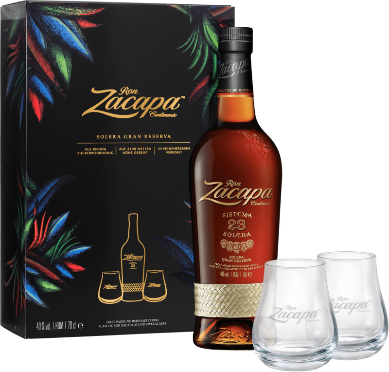 Zacapa Centenario Solera + 2 sklenice 40% 0,7l (darčekové balenie 2 poháre)