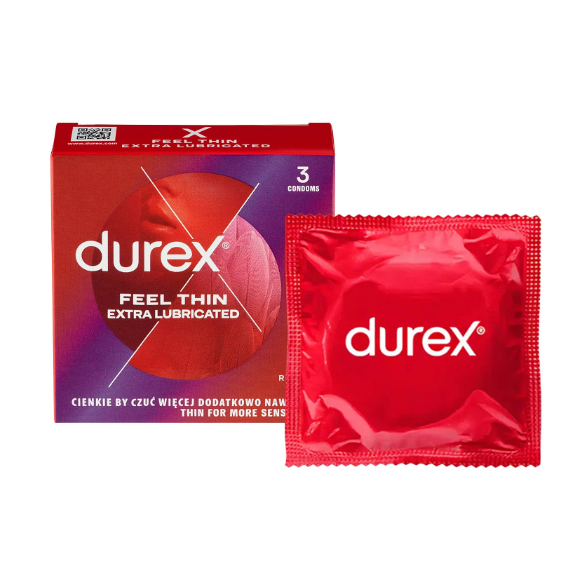 Durex Feel Thin Extra Lubricated kondomy 3 ks