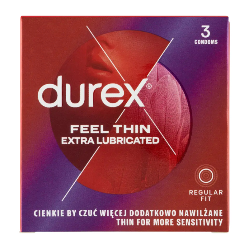 Durex Feel Thin Extra Lubricated kondomy 3 ks