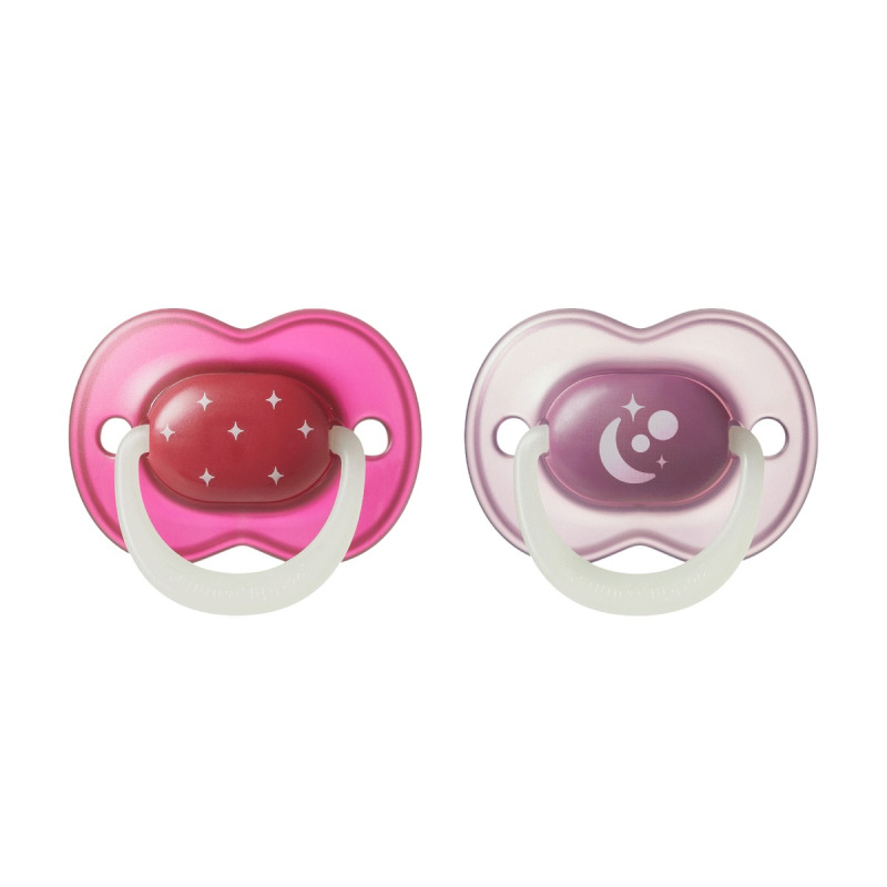 Tommee Tippee NightGlow Soother 18-36m dudlík Girl 2 ks