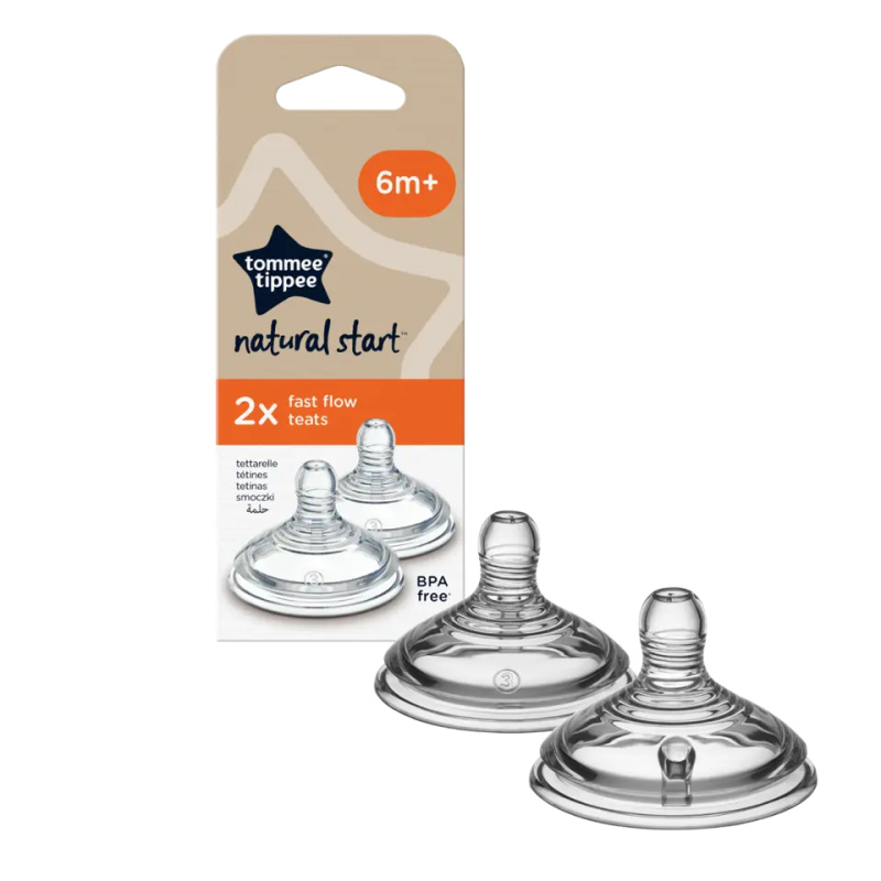 Tommee Tippee Natural Start Anti-Colic Teat savička na láhev Fast Flow 6 m+ 2 ks