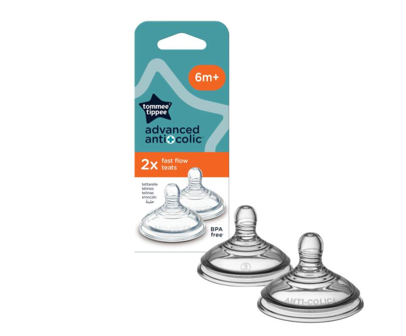 Tommee Tippee Náhradní savičky C2N ANTI-COLIC rychlý průtok 2ks 6m+