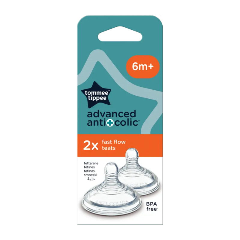 Tommee Tippee Náhradní savičky C2N ANTI-COLIC rychlý průtok 2ks 6m+