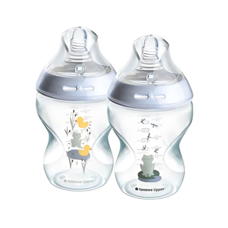 Tommee Tippee Natural Start Anti-Colic kojenecká láhev Slow Flow 0m+ Frog 2x260 ml
