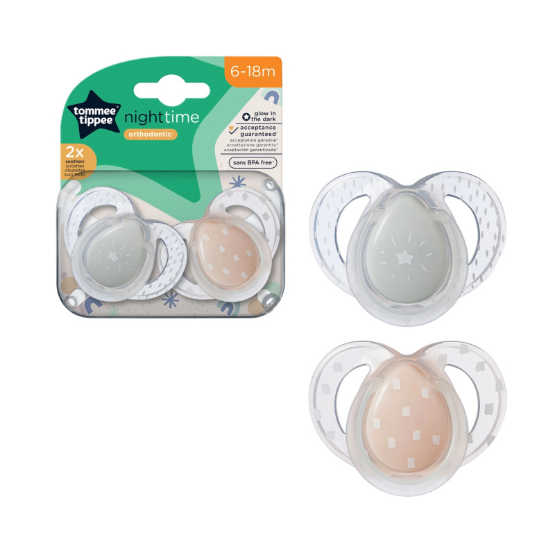 Tommee Tippee C2N silikon Night Time fialová 2 ks