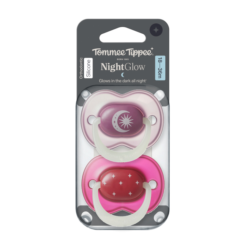 Tommee Tippee Silikonový dudlík Night 18-36m 2 ks více barevných variant