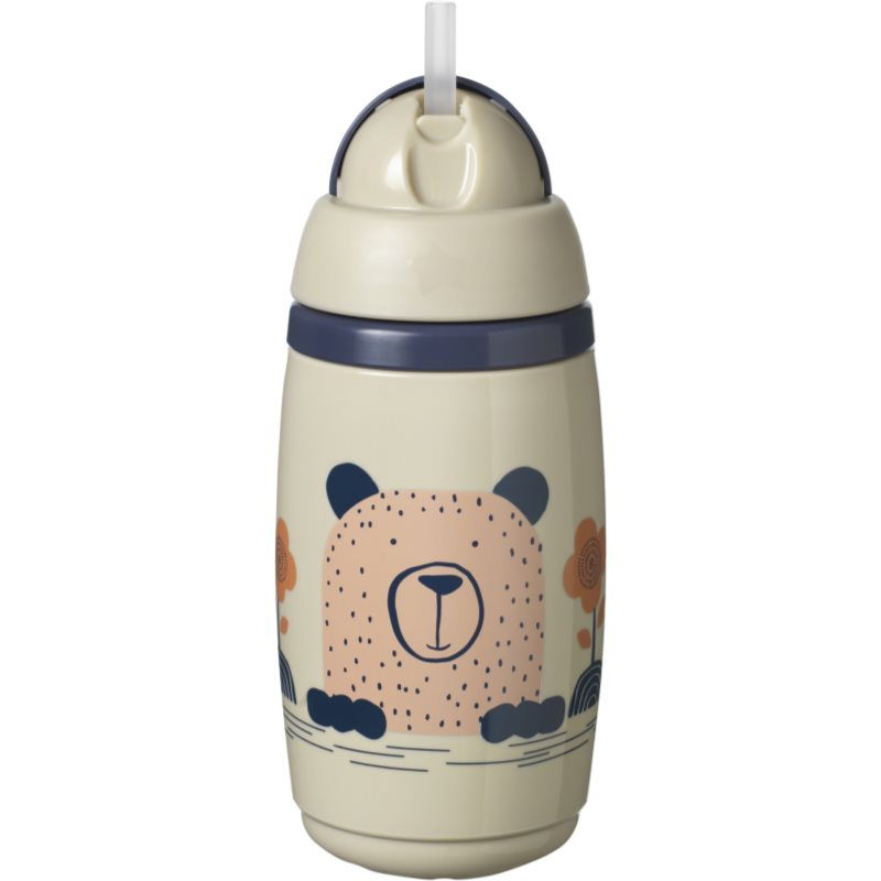 Tommee Tippee Superstar Insulated Straw Grey hrnek s brčkem pro děti 12m+ 266 ml