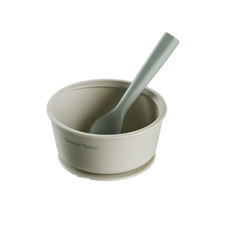 Tommee Tippee EasiStick™ Silicone Bowl & Spoon silikonová miska s přísavkou 4m+ Green 1 ks