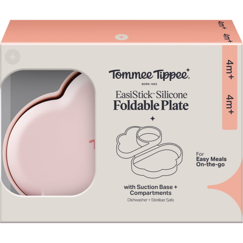 Tommee Tippee EasiStick™ Silicone Foldable Plate svačinový box 4m+ Pink 1 ks