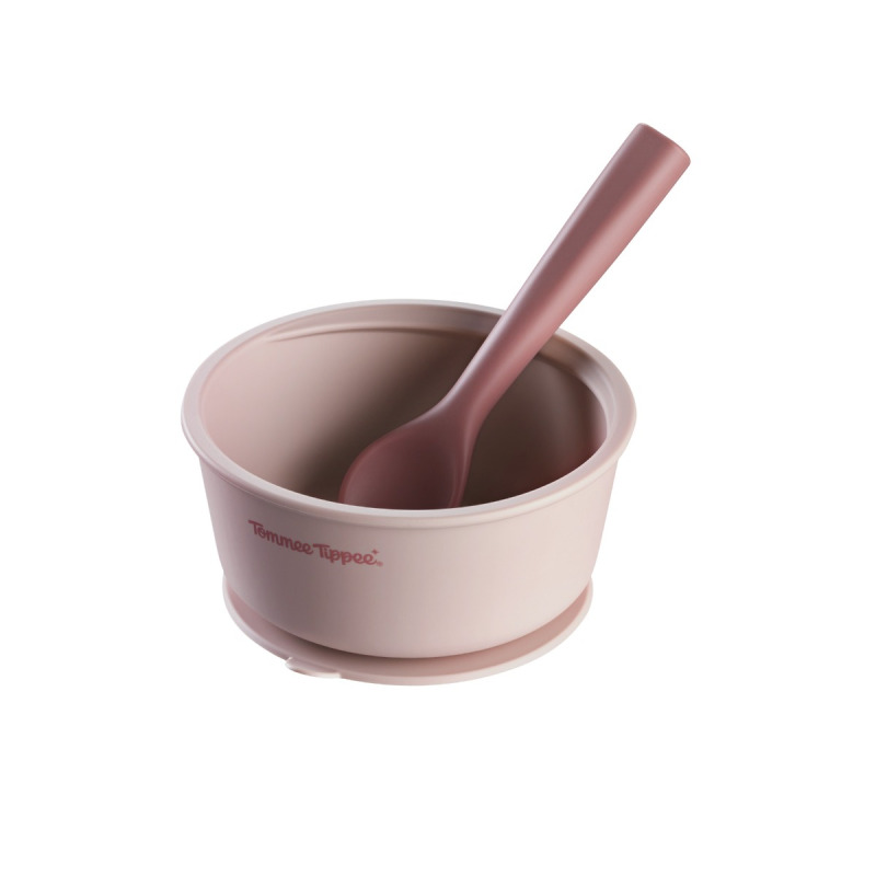 Tommee Tippee EasiStick™ Silicone Bowl & Spoon silikonová miska s přísavkou 4m+ Pink 1 ks