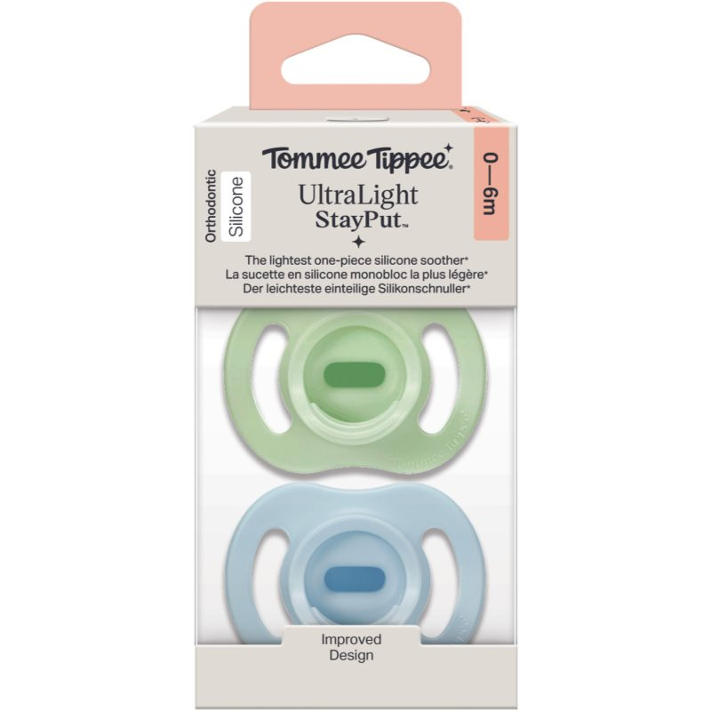 Tommee Tippee Ultra Light Stay Put 0-6 m dudlík Boy 2 ks