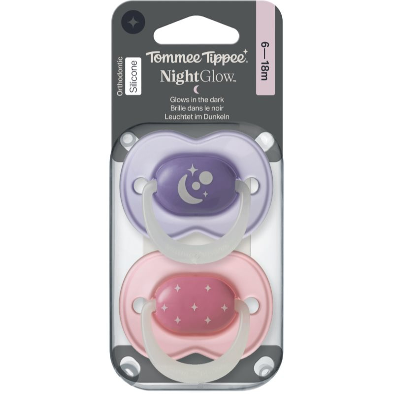 Tommee Tippee NightGlow Soother 6-18m dudlík Girl 2 ks