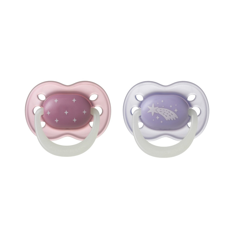Tommee Tippee NightGlow Soother 0-6m dudlík Girl 2 ks