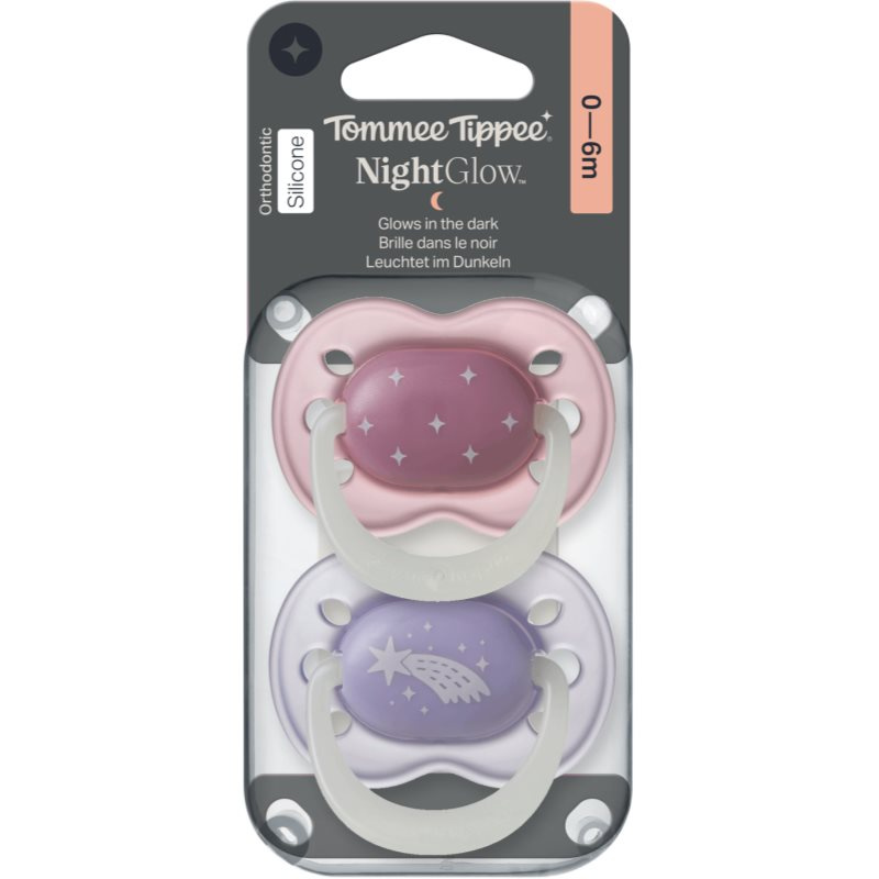 Tommee Tippee NightGlow Soother 0-6m dudlík Girl 2 ks