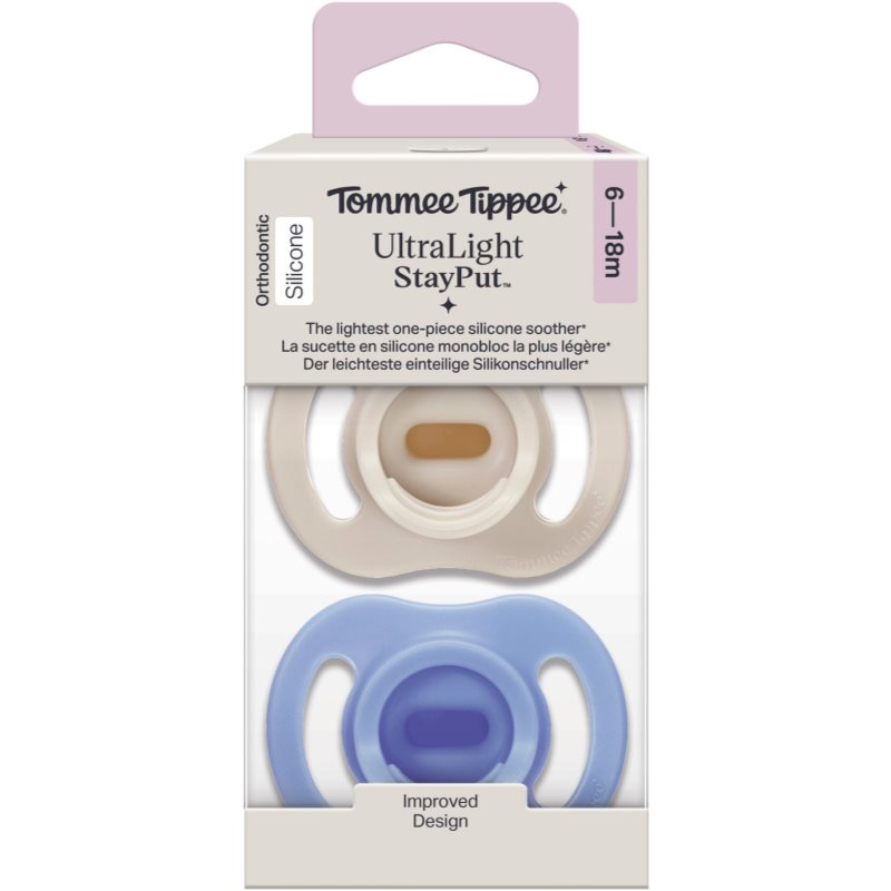 Tommee Tippee Ultra Light Stay Put 6-18 m dudlík Boy 2 ks