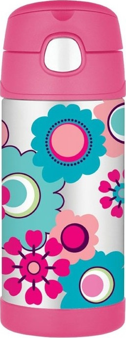 THERMOS Dětská termoska s brčkem - květy 0,355