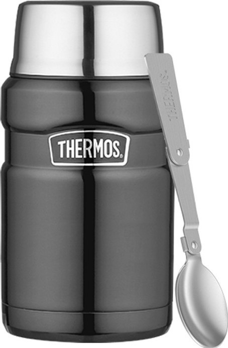THERMOS Termoska na jídlo se skládací lžící a šálkem - metalicky šedá 0,71