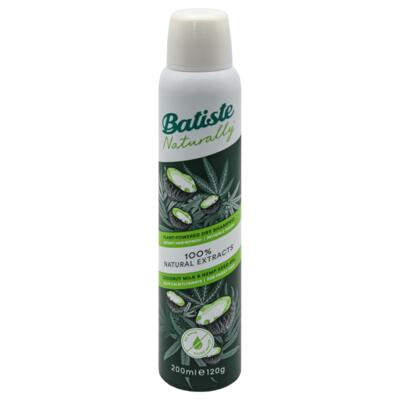 Batiste Naturally Coconut & Hemp suchý šampon pro absorpci přebytečného mazu a pro osvěžení vlasů 200 ml
