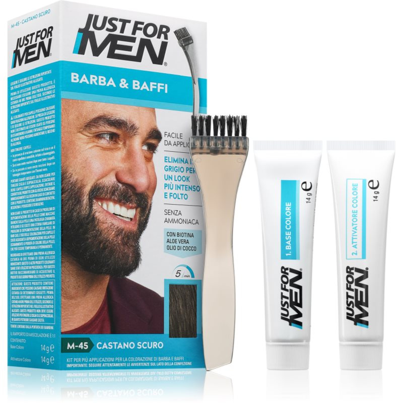 Just for Men Men Moustache & Beard barva na vousy pro zakrytí šedin odstín M-45 Dark Brown 1 ks