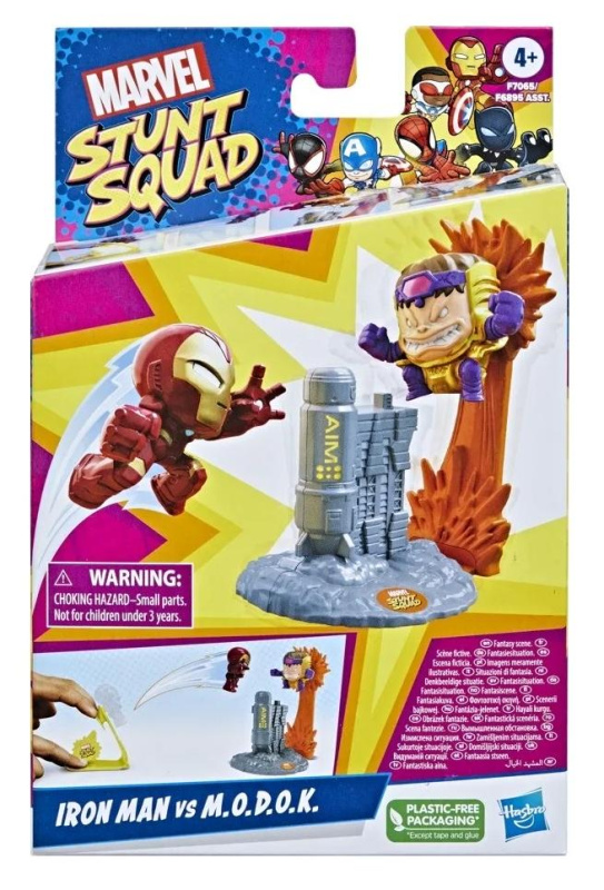 Hasbro marvel stunt squad iron man vs m.o.d.o.k., f7065