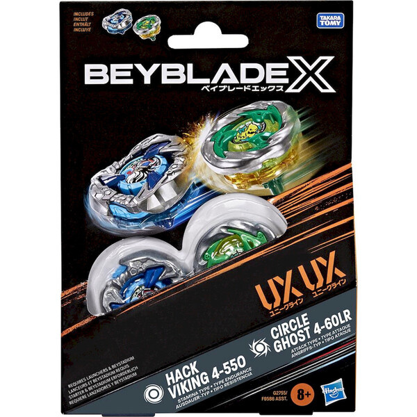 Beyblade X Circle Ghost 4-60LR UX & Hack Viking 4-55O UX Dual Pack Set