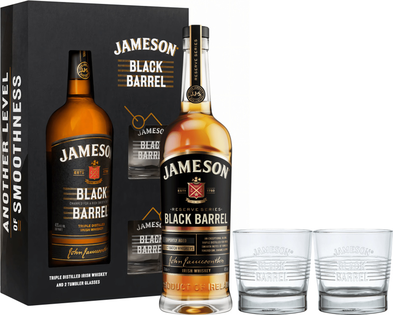 Jameson Black Barrel + 2 sklenice 40% 0,7l (darčekové balenie 2 poháre)