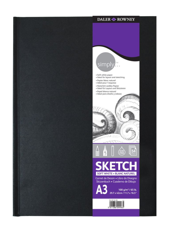 Skicovací blok Daler Rowney v pevných deskách - A3, lepený