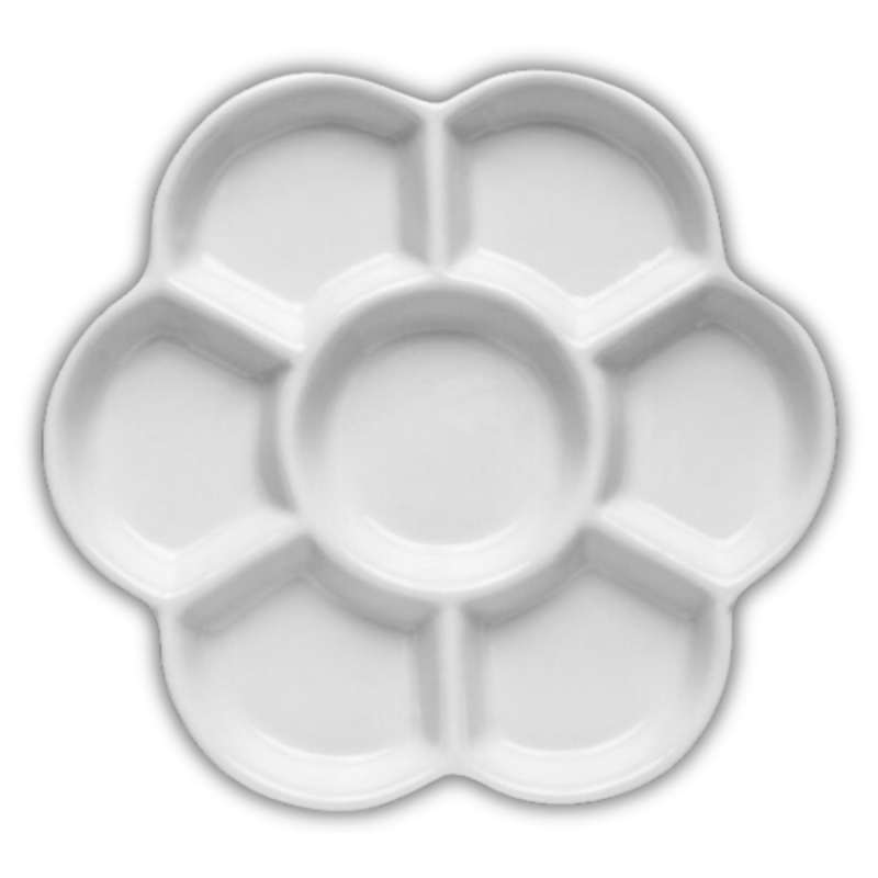 Porcelánová malířská paleta Daler Rowney - kulatá, 7 pozic
