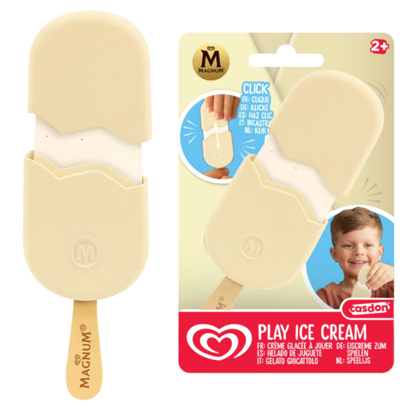 Casdon Magnum classic white – hračkový nanuk na dřívku v polevě z bílé čokolády