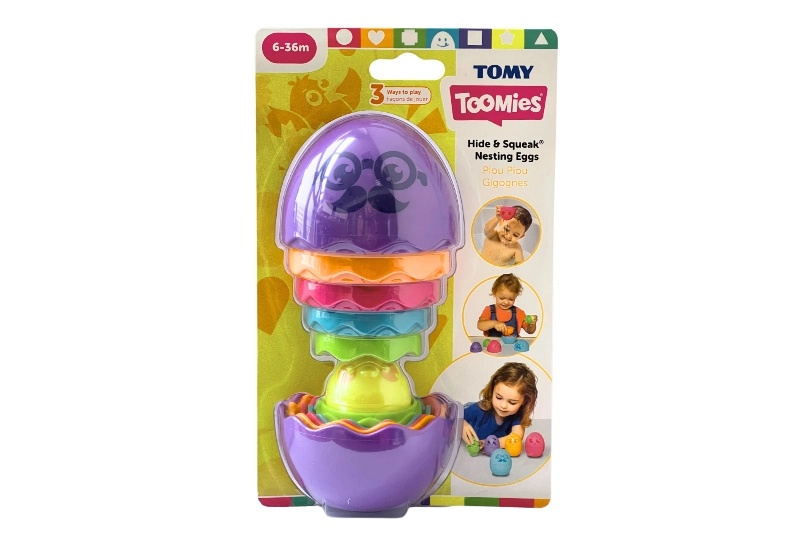 Matriošková vajíčka TOMY Toomies Hide and Squeak fialová