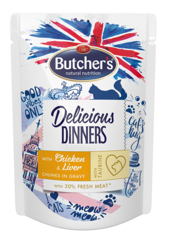 Butcher’s Cat Class.Delic.Dinn. kuře+játra kapsa 100g