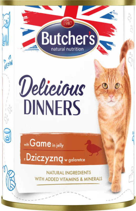 Butcher’s Cat Delicious jelení v želé konz.  400g