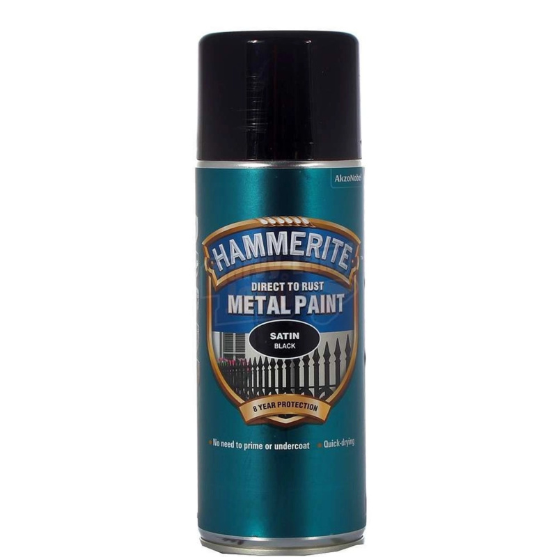 Hammerite Přímo na rez barva na železné kovy ve spreji hladká satén. černá 400ml