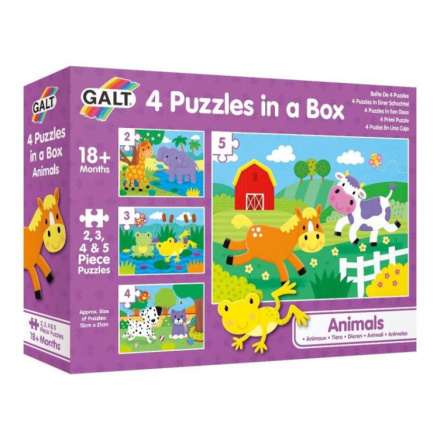 Puzzle zvířátka 4v1 (2, 3, 4, 5 dílků) GALT