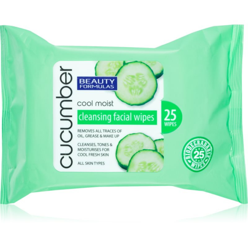 Beauty Formulas Ubrousky na obličej s extraktem z okurky, 25ks