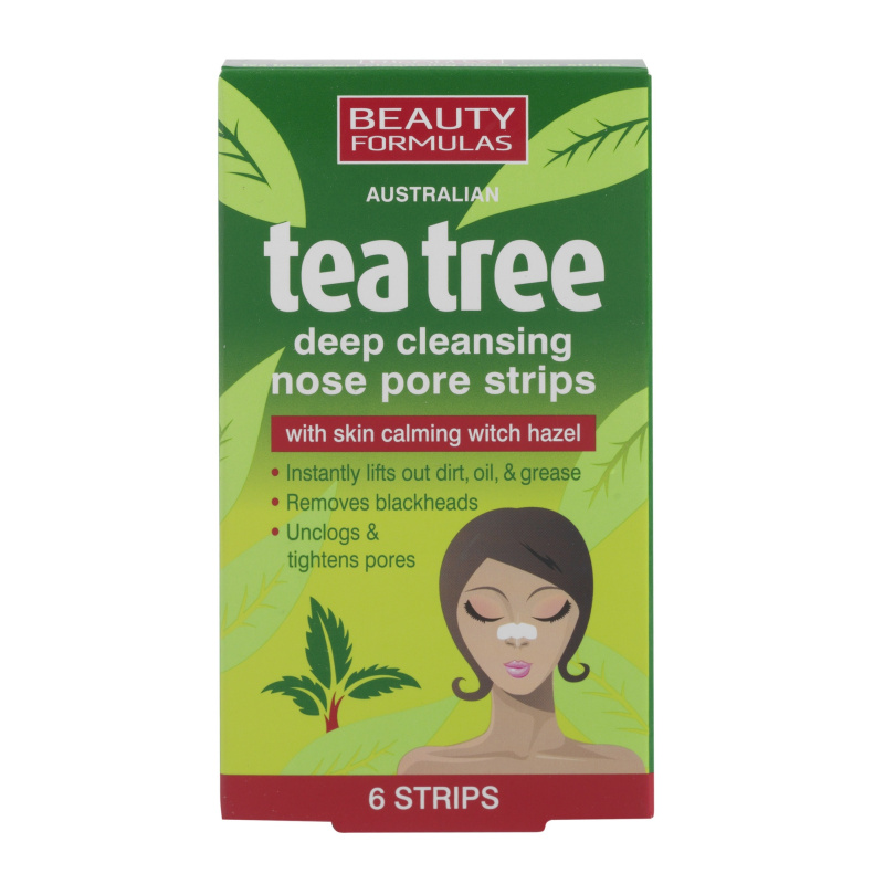 Beauty Formulas Tea Tree čistící pásky na nos, 6ks