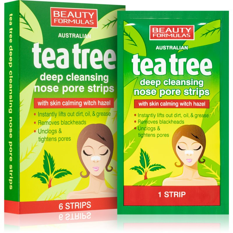 Beauty Formulas Tea Tree čistící pásky na nos, 6ks