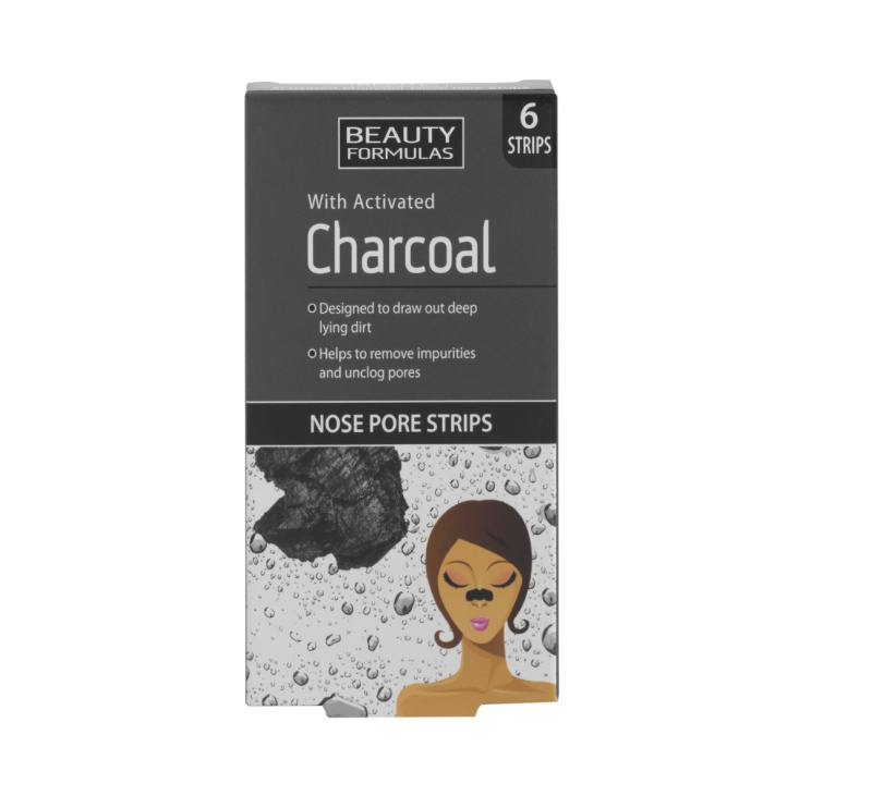 BEAUTY FORMULAS Čistící pásky na nos s aktivním uhlím 6 ks