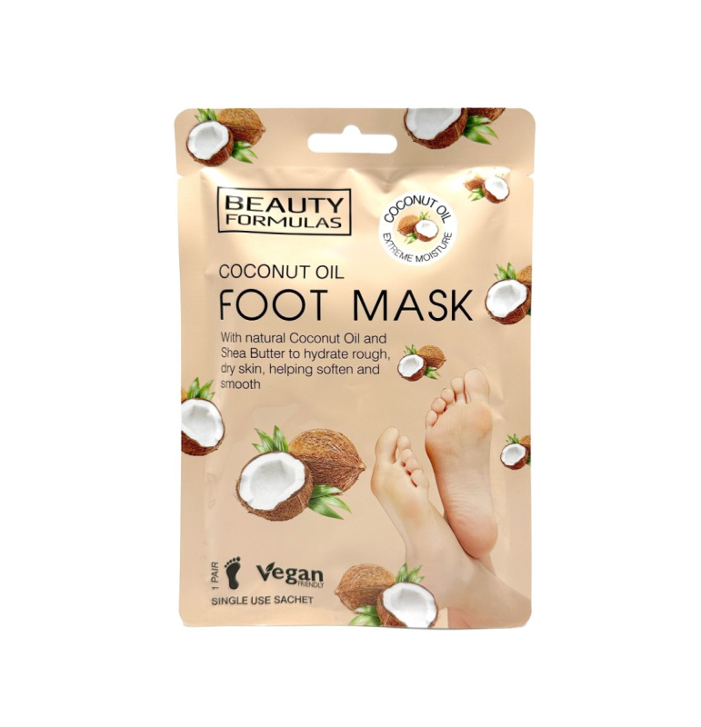 Beauty Formulas Maska na nohy s kokosovým olejem, 1 pár