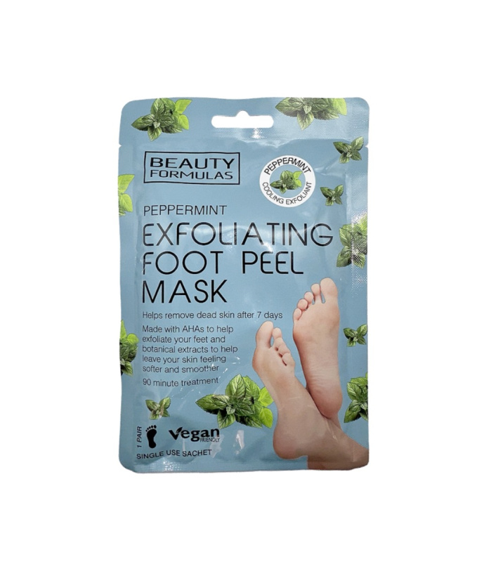 Beauty Formulas Exfoliační maska na nohy s mátou, 1 pár