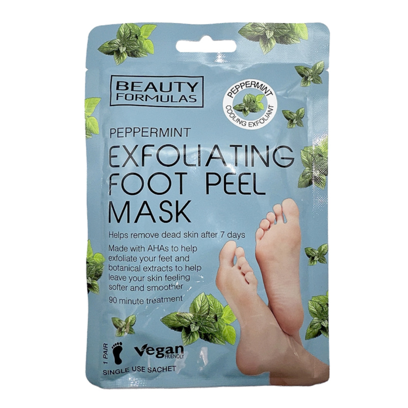 Beauty Formulas Exfoliační maska na nohy s mátou, 1 pár