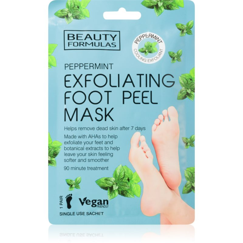 Beauty Formulas Exfoliační maska na nohy s mátou, 1 pár