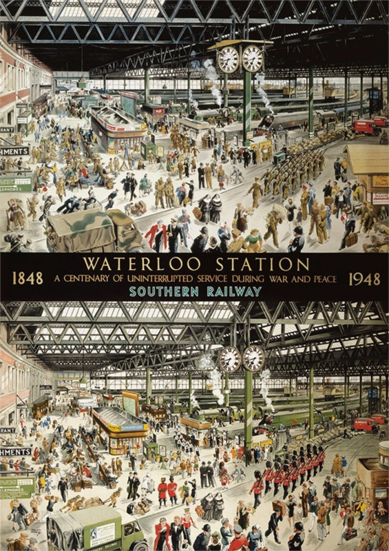GIBSONS Puzzle Stanice Waterloo v roce 1848 a 1948, 1000 dílků