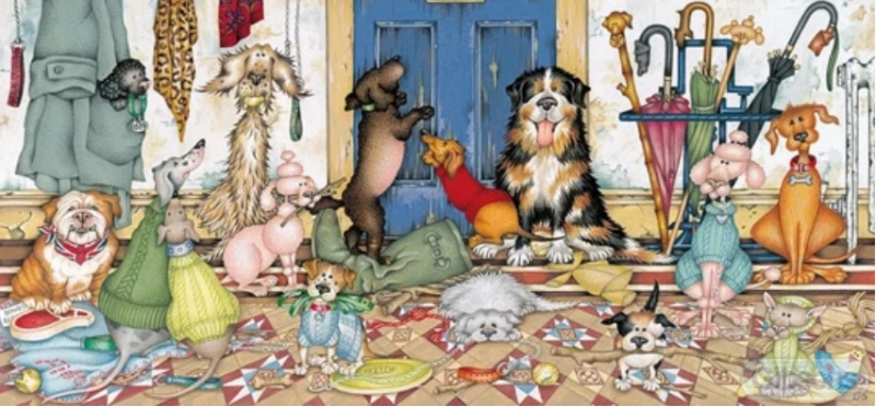 GIBSONS Panoramatické puzzle Venčení pejsků 636 dílků